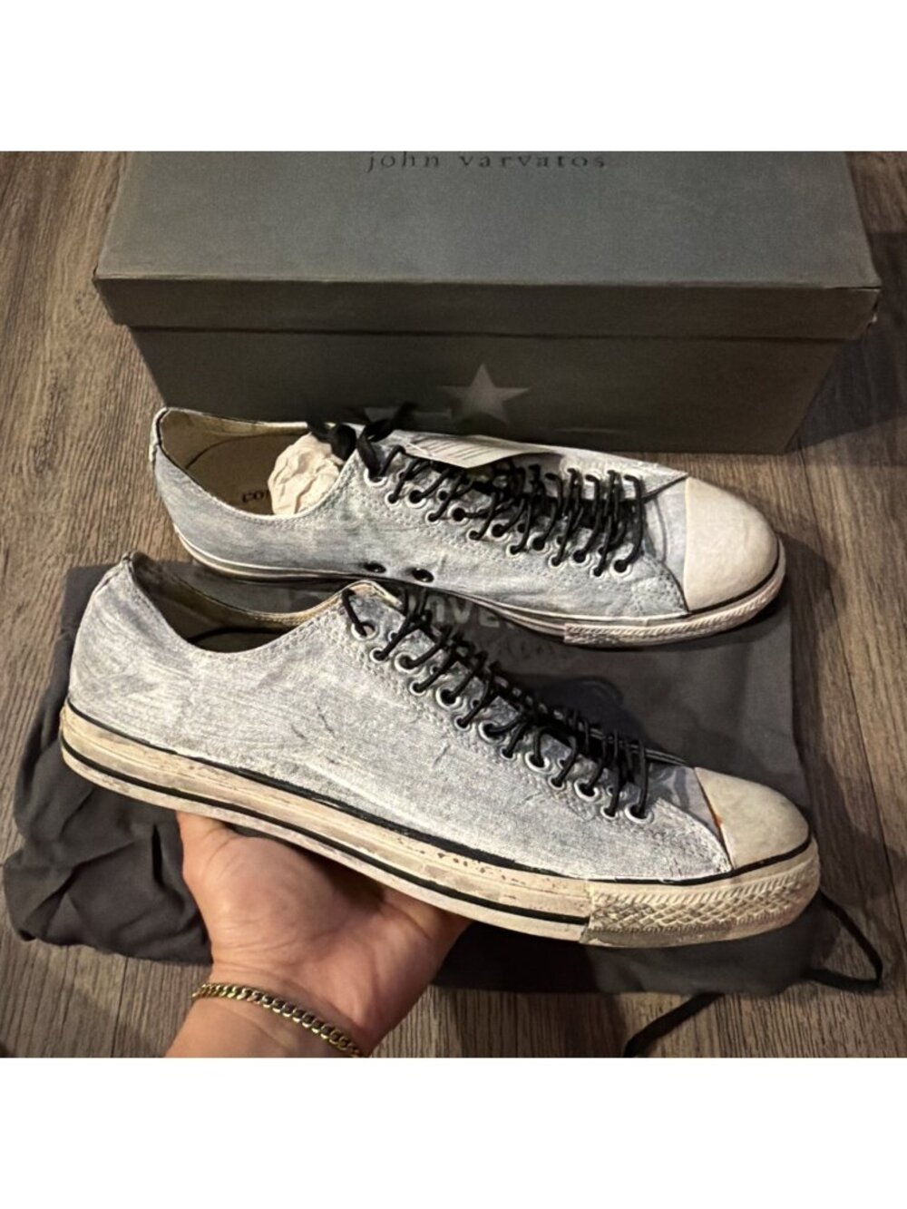 CONVERSE All-Star X John Varvatos Multi Eyelets White Black Sneakers Mens 13